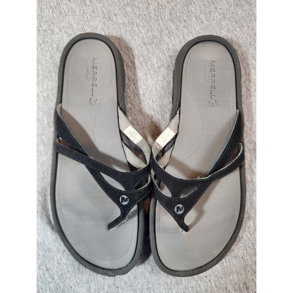 Merrell Sandals Womens 10 Black Air Cushion Thong Flip Flop Outdoor Casual